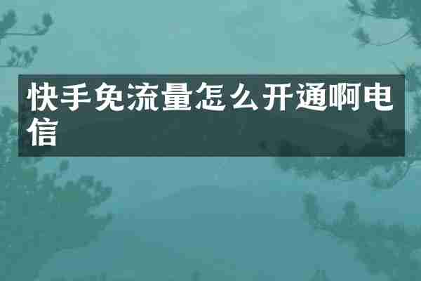 快手免流量怎么开通啊电信
