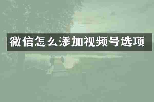 微信怎么添加视频号选项