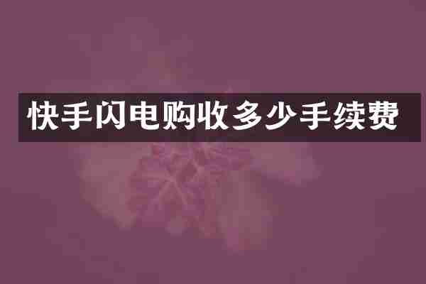 快手闪电购收多少手续费