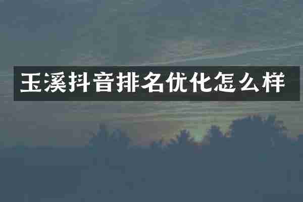 玉溪抖音排名优化怎么样