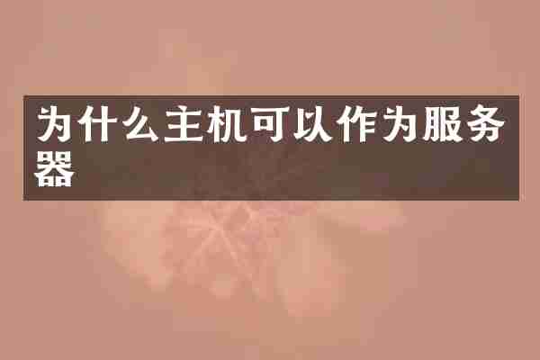 为什么主机可以作为服务器