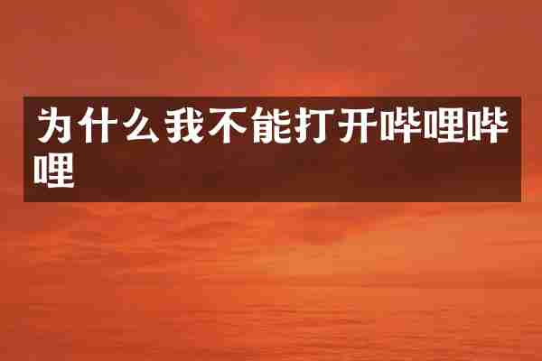 为什么我不能打开哔哩哔哩