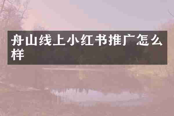 舟山线上小红书推广怎么样