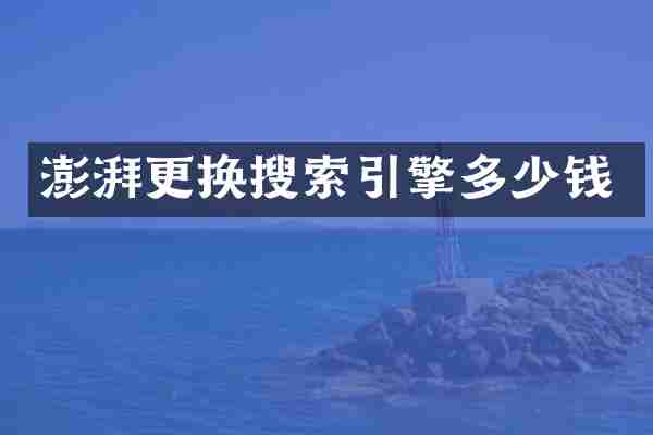 澎湃更换搜索引擎多少钱