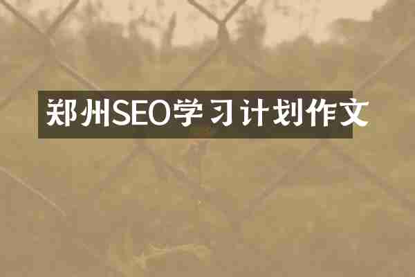 郑州SEO学习计划作文