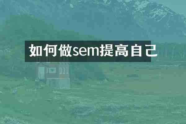 如何做sem提高自己