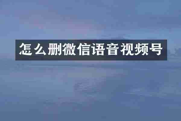 怎么删微信语音视频号
