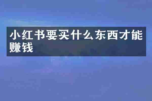 小红书要买什么东西才能赚钱