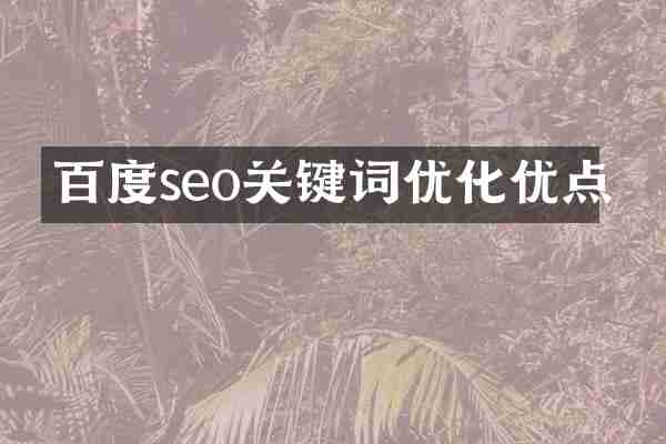 百度seo关键词优化优点