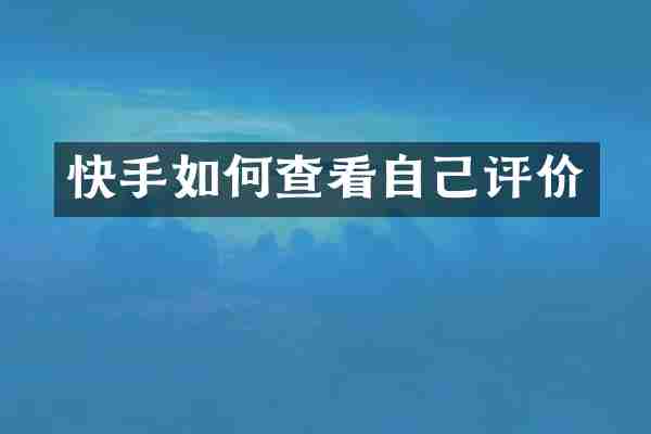 快手如何查看自己评价