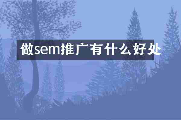 做sem推广有什么好处
