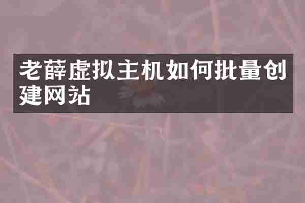 老薛虚拟主机如何批量创建网站