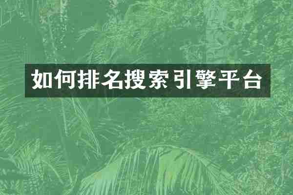 如何排名搜索引擎平台