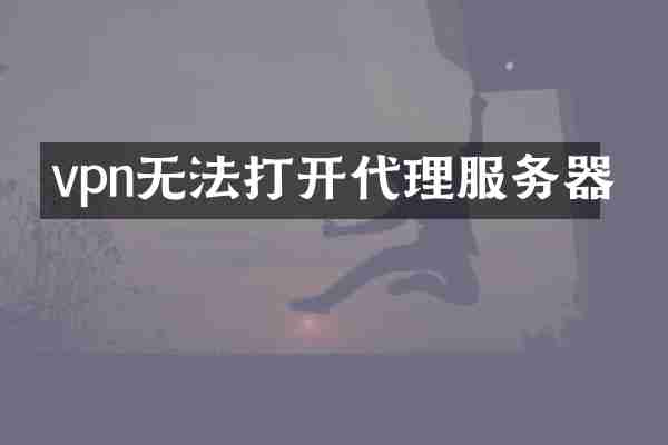 vpn无法打开代理服务器