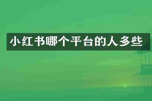 小红书哪个平台的人多些
