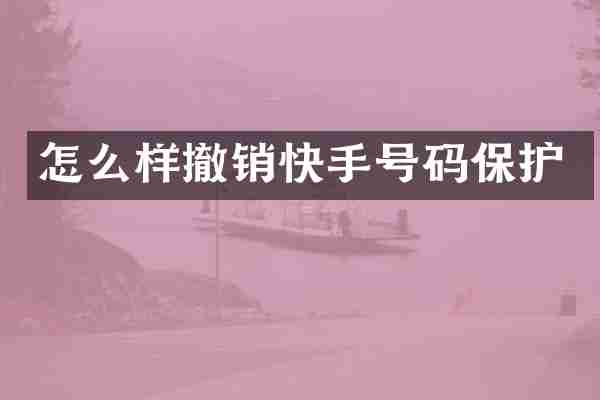 怎么样撤销快手号码保护