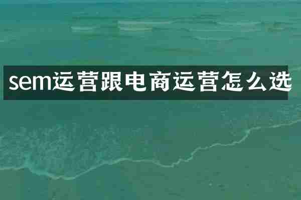 sem运营跟电商运营怎么选