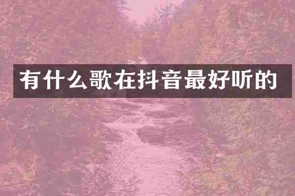 有什么歌在抖音最好听的