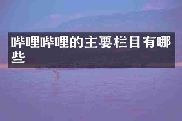 哔哩哔哩的主要栏目有哪些