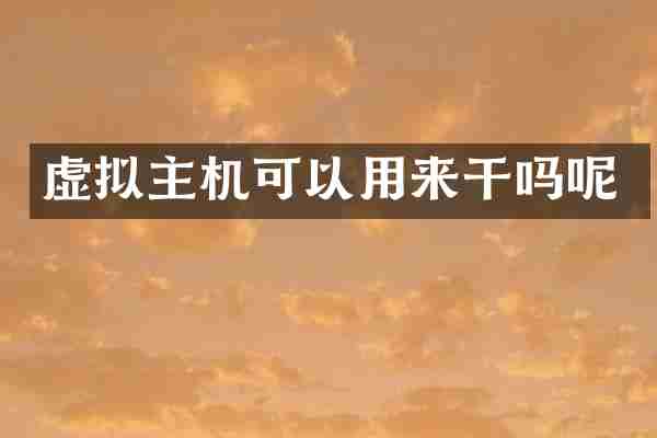 虚拟主机可以用来干吗呢
