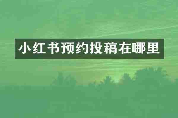 小红书预约投稿在哪里