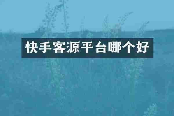 快手客源平台哪个好