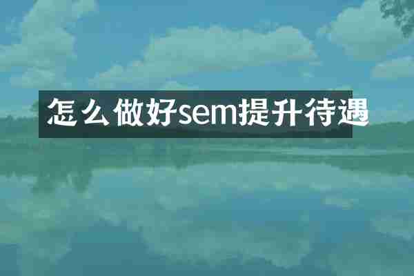 怎么做好sem提升待遇