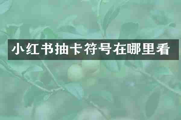 小红书抽卡符号在哪里看