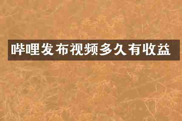 哔哩发布视频多久有收益