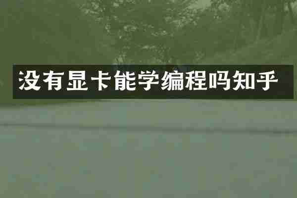 没有显卡能学编程吗知乎