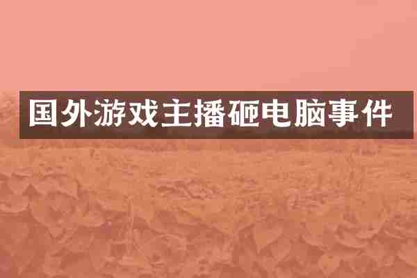 国外游戏主播砸电脑事件