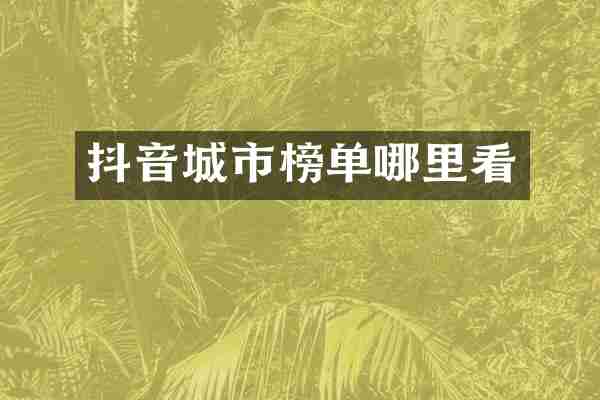 抖音城市榜单哪里看