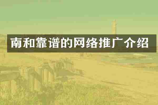 南和靠谱的网络推广介绍