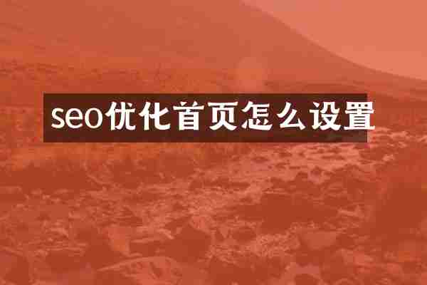 seo优化首页怎么设置