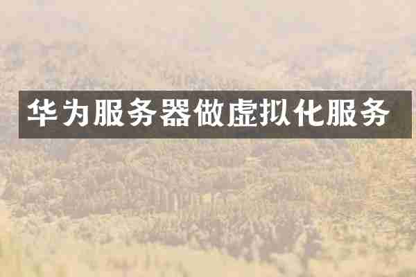 华为服务器做虚拟化服务