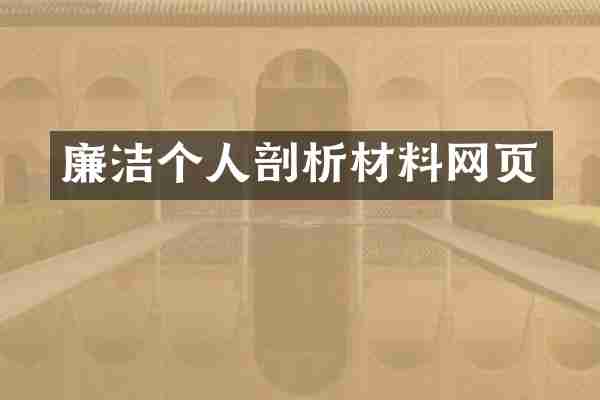 廉洁个人剖析材料网页