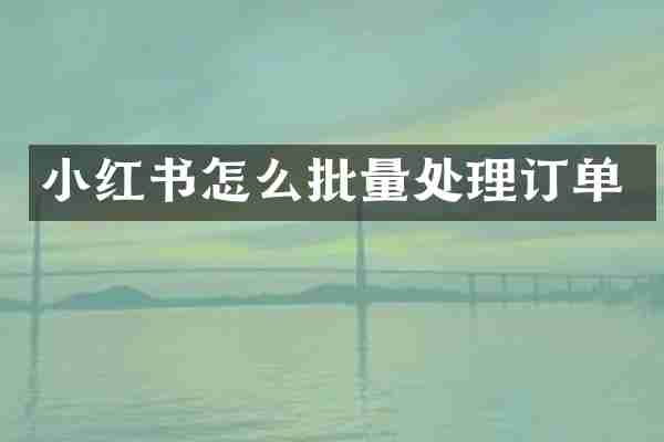 小红书怎么批量处理订单