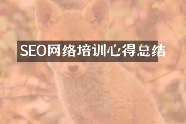 SEO网络培训心得总结