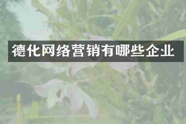 德化网络营销有哪些企业