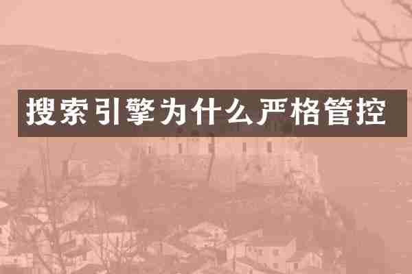 搜索引擎为什么严格管控