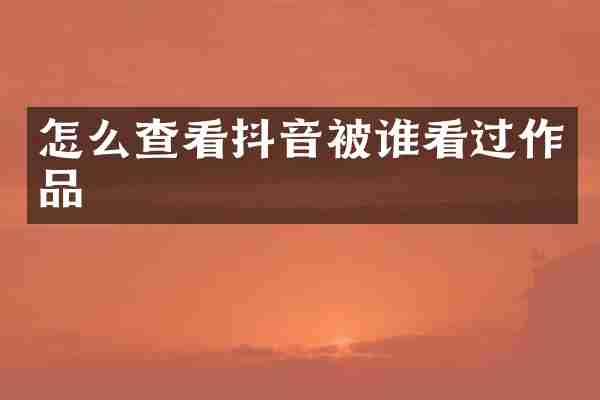 怎么查看抖音被谁看过作品