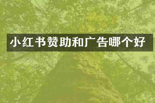 小红书赞助和广告哪个好