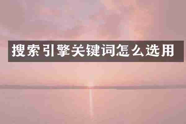 搜索引擎关键词怎么选用
