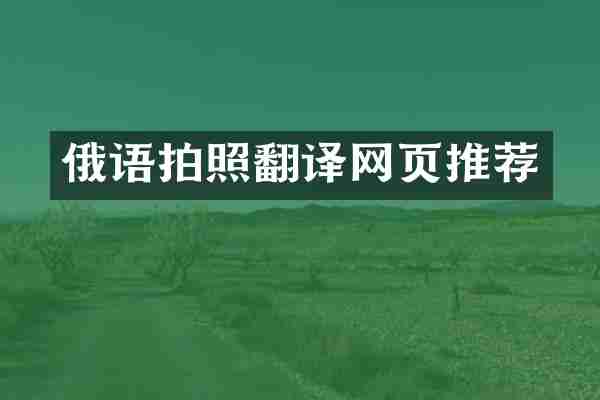 俄语拍照翻译网页推荐