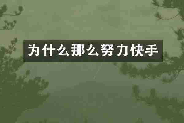 为什么那么努力快手
