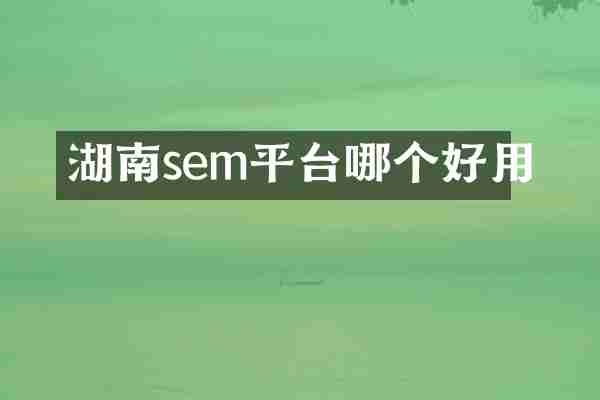 湖南sem平台哪个好用