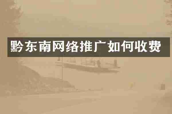黔东南网络推广如何收费