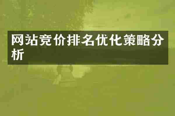 网站竞价排名优化策略分析