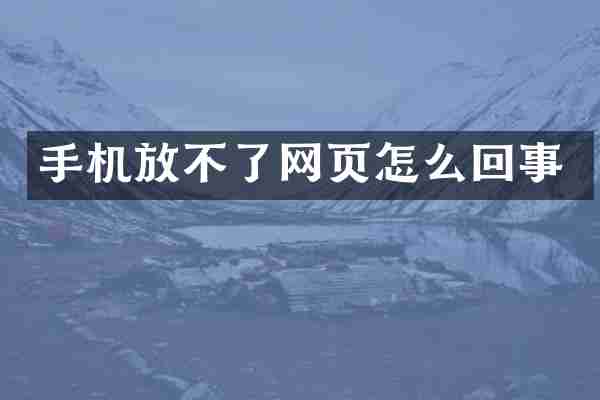 手机放不了网页怎么回事