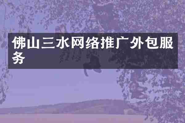 佛山三水网络推广外包服务